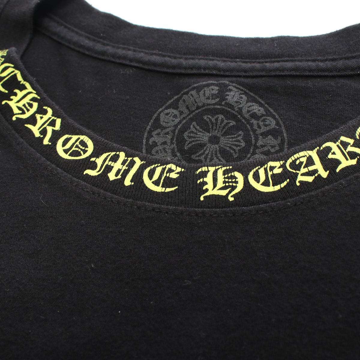 BLK NECK SCRIPT 長袖Tシャツ コットン ブラック イエロー クロムハーツ