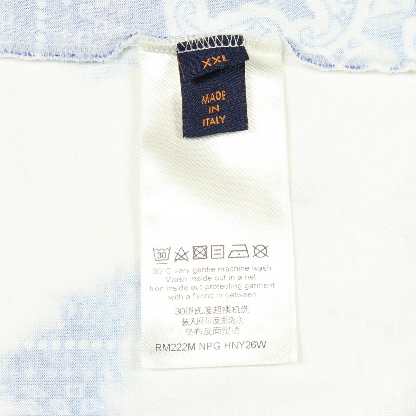 モノグラムバンダナプリント クルーネック 半袖Tシャツ コットン ホワイト ブルー ルイヴィトン トップス LOUIS VUITTON