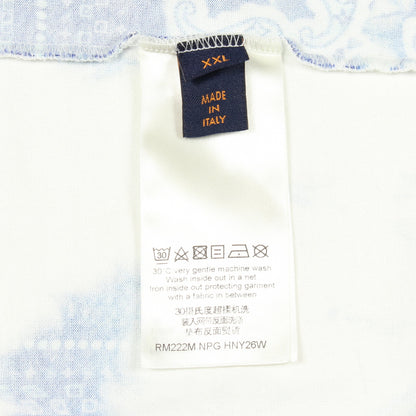 モノグラムバンダナプリント クルーネック 半袖Tシャツ コットン ホワイト ブルー ルイヴィトン トップス LOUIS VUITTON
