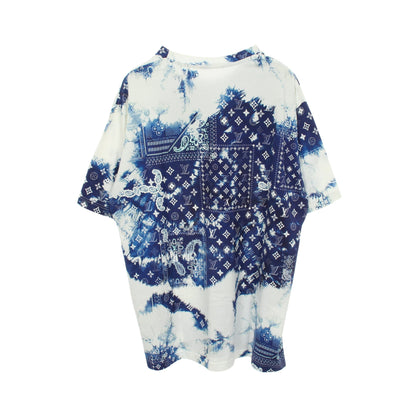モノグラムバンダナプリント クルーネック 半袖Tシャツ コットン ホワイト ブルー ルイヴィトン トップス LOUIS VUITTON