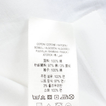 ストライプ フリル袖 半袖Tシャツ コットン ホワイト ライトブルー バーバリー