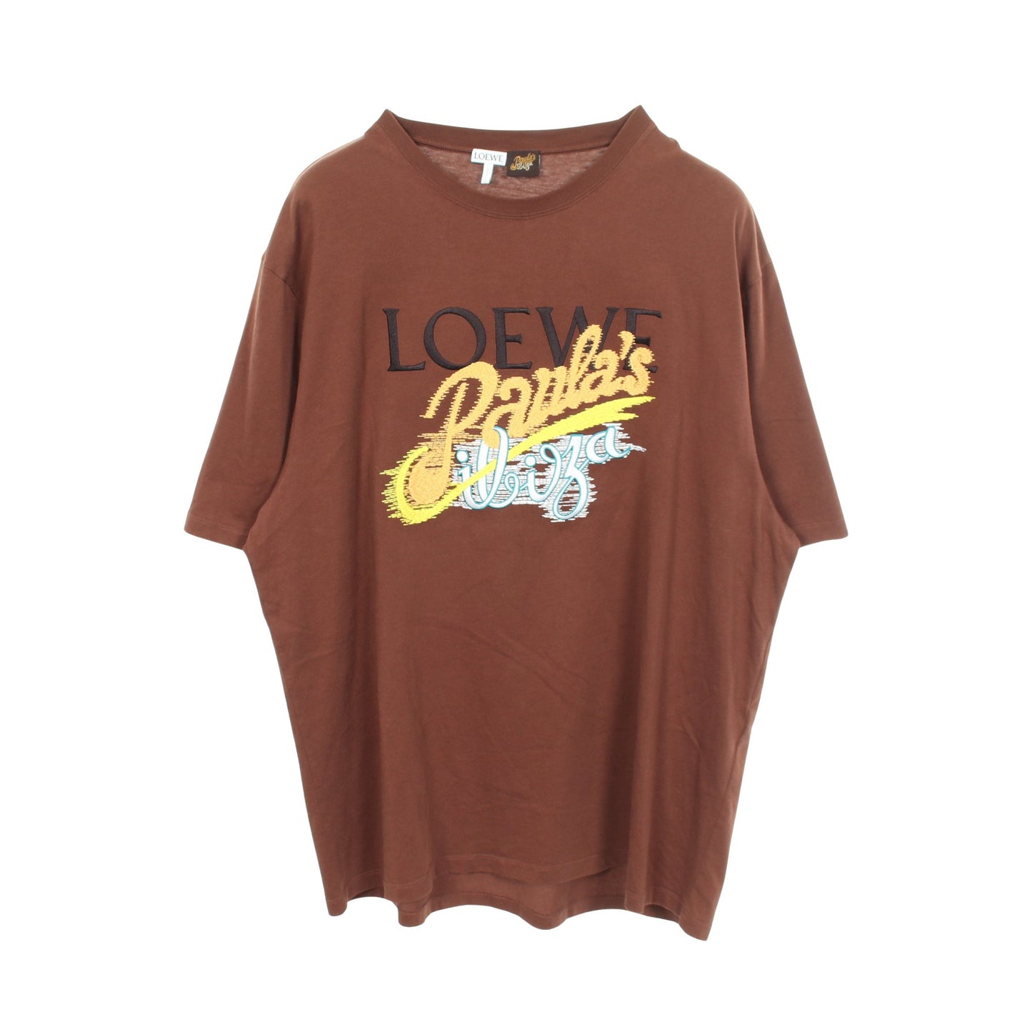 PAULA'S IBIZA ロゴ刺繍 半袖Tシャツ コットン ブラウン ロエベ トップス LOEWE