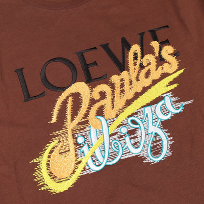 PAULA'S IBIZA ロゴ刺繍 半袖Tシャツ コットン ブラウン ロエベ トップス LOEWE