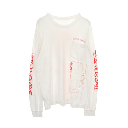 青山店限定 ポケット付き 長袖Tシャツ コットン ホワイト レッド クロムハーツ