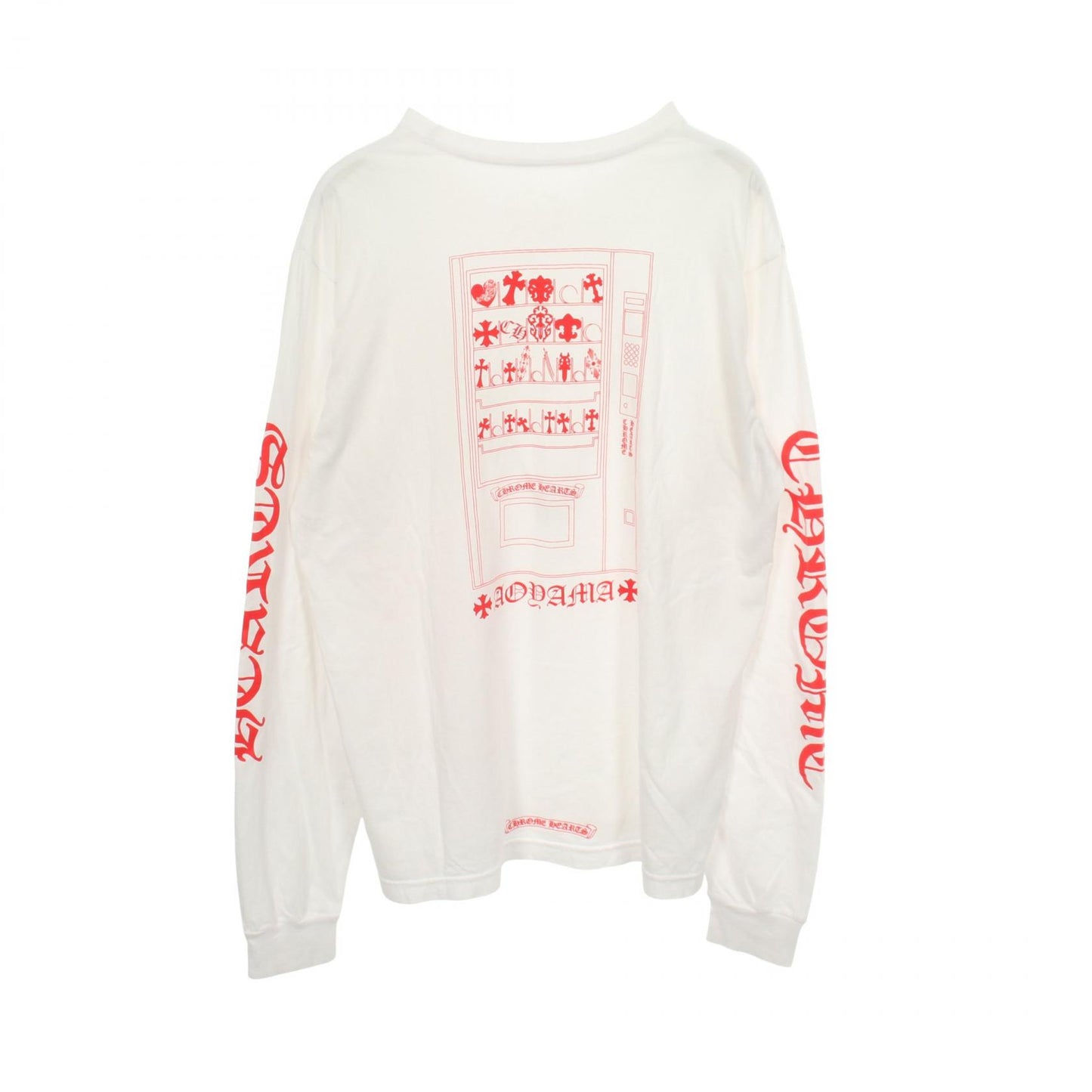 青山店限定 ポケット付き 長袖Tシャツ コットン ホワイト レッド クロムハーツ