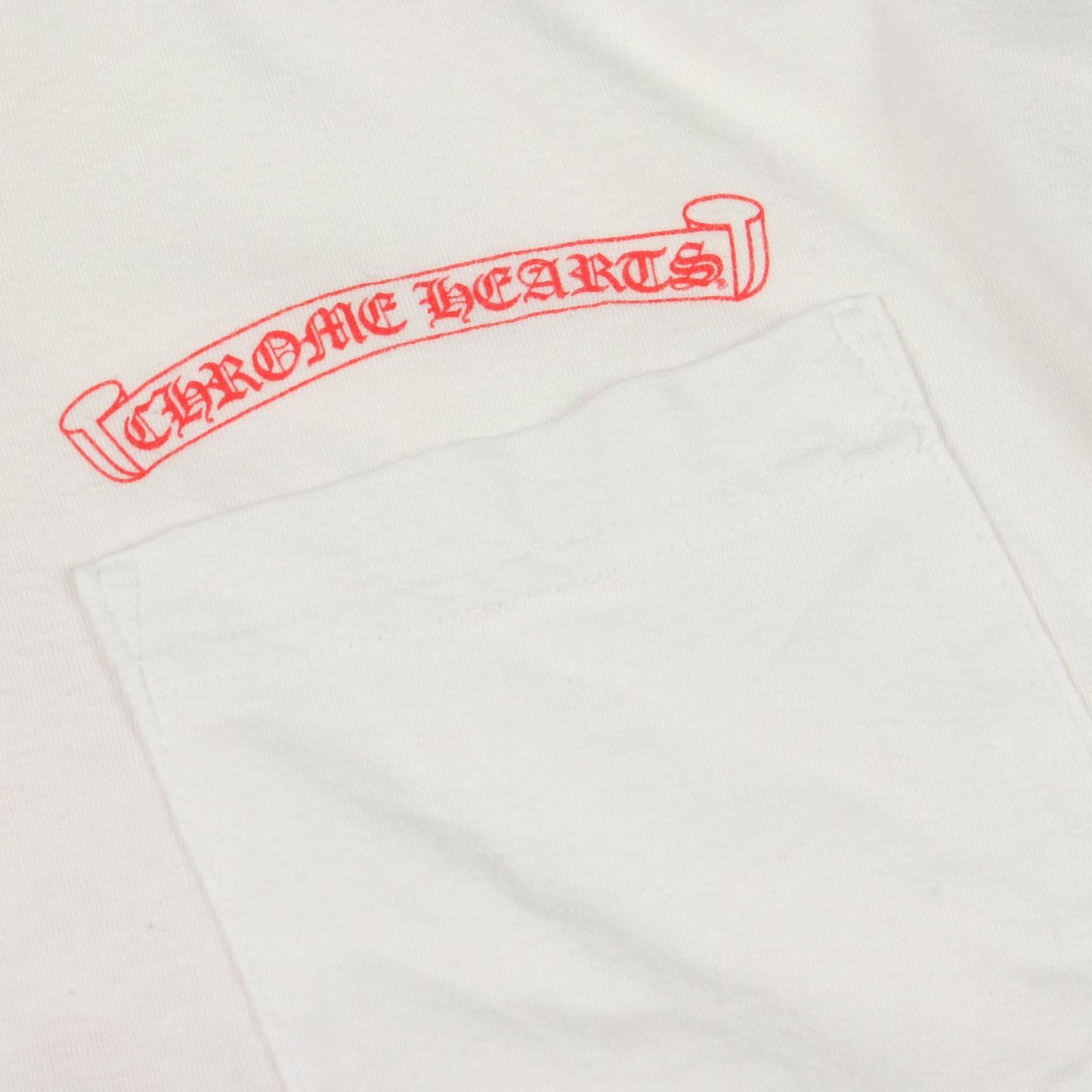 青山店限定 ポケット付き 長袖Tシャツ コットン ホワイト レッド クロムハーツ