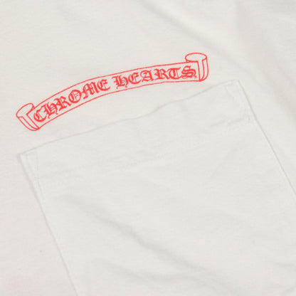 青山店限定 ポケット付き 長袖Tシャツ コットン ホワイト レッド クロムハーツ
