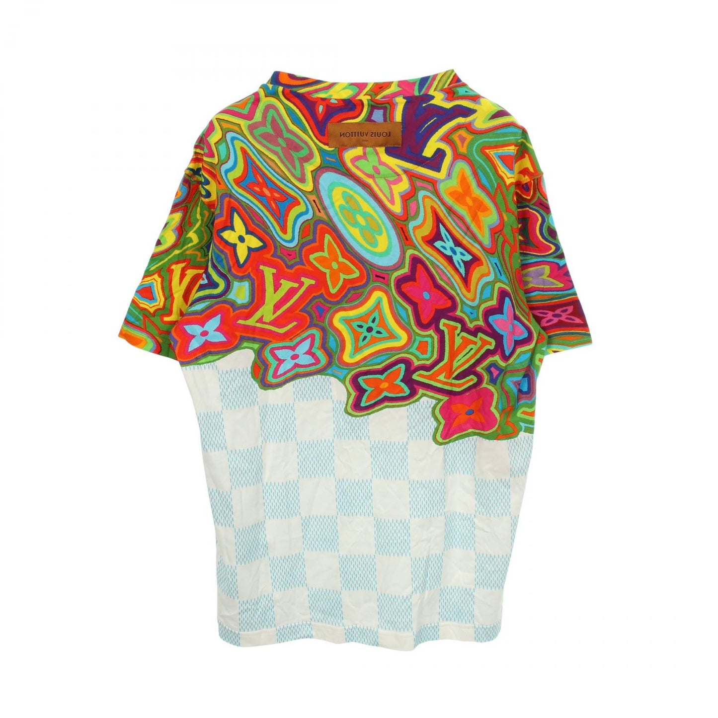 プリンテッドダミエLV 半袖Tシャツ コットン ホワイト マルチカラー ルイヴィトン トップス LOUIS VUITTON