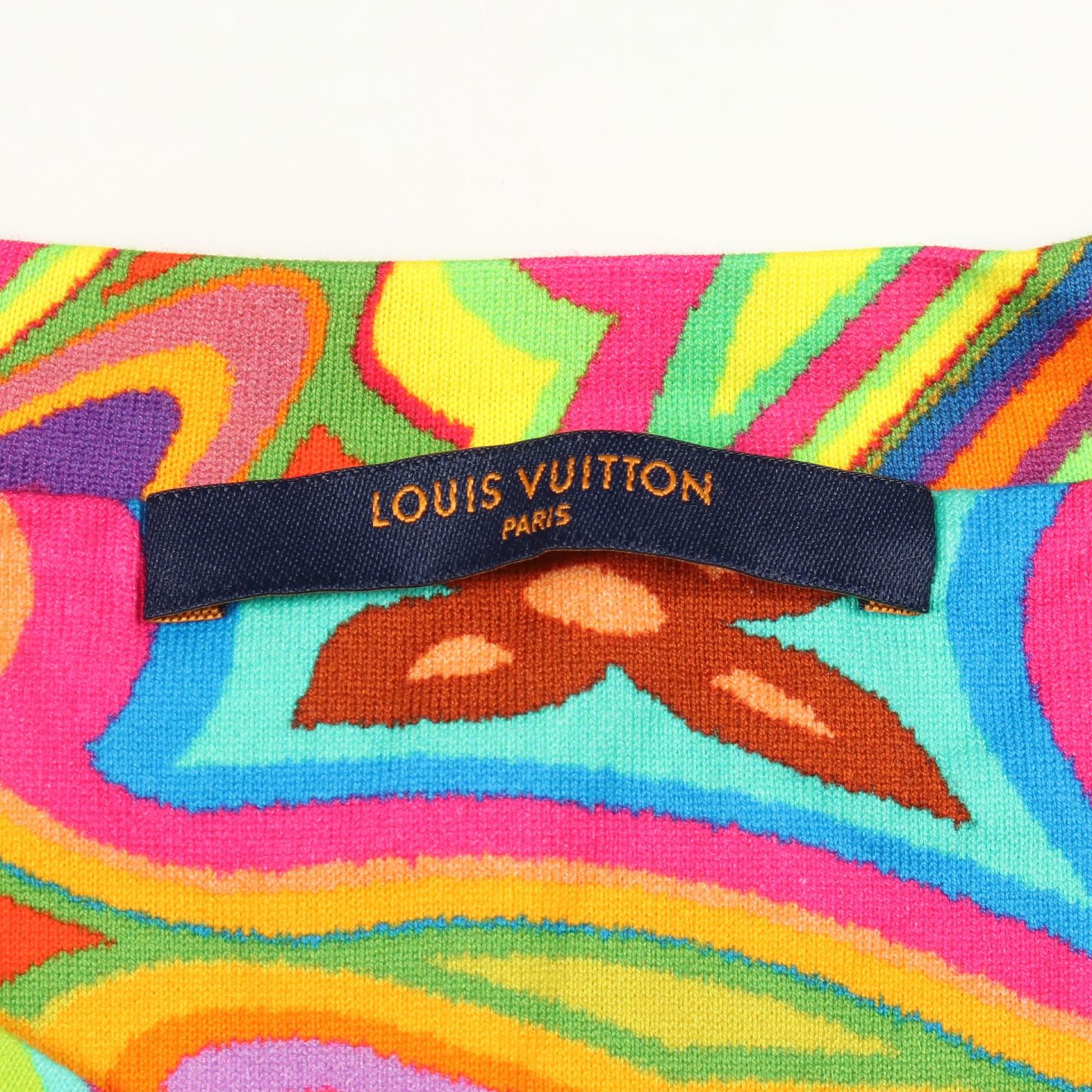 プリンテッドダミエLV 半袖Tシャツ コットン ホワイト マルチカラー ルイヴィトン トップス LOUIS VUITTON