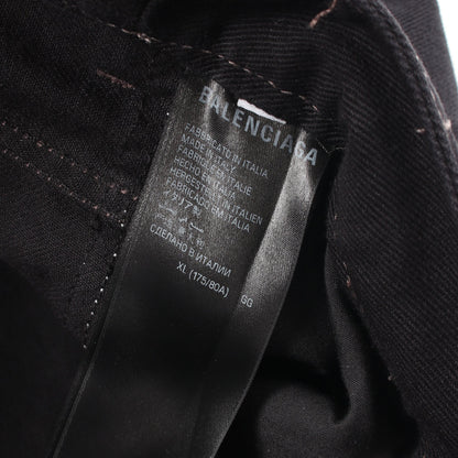 BALENCIAGA × adidas ダメージ加工 サイドライン バギー デニムパンツ コットン ブラック バレンシアガ