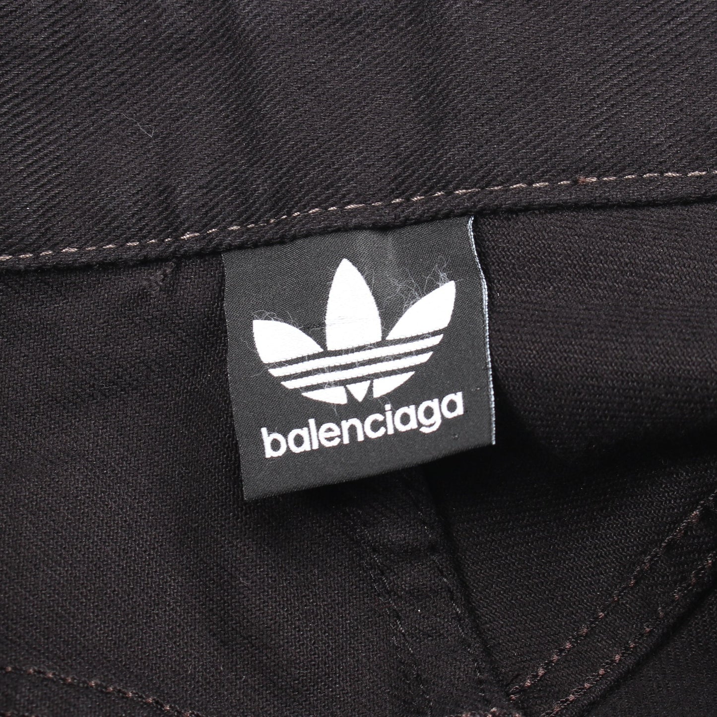 BALENCIAGA × adidas ダメージ加工 サイドライン バギー デニムパンツ コットン ブラック バレンシアガ