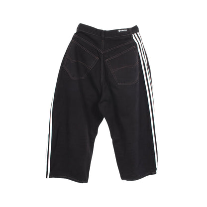 BALENCIAGA × adidas ダメージ加工 サイドライン バギー デニムパンツ コットン ブラック バレンシアガ
