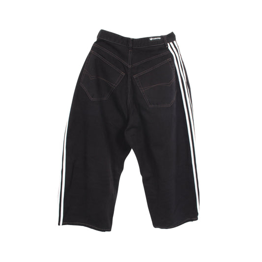 BALENCIAGA × adidas ダメージ加工 サイドライン バギー デニムパンツ コットン ブラック バレンシアガ ボトムス BALENCIAGA
