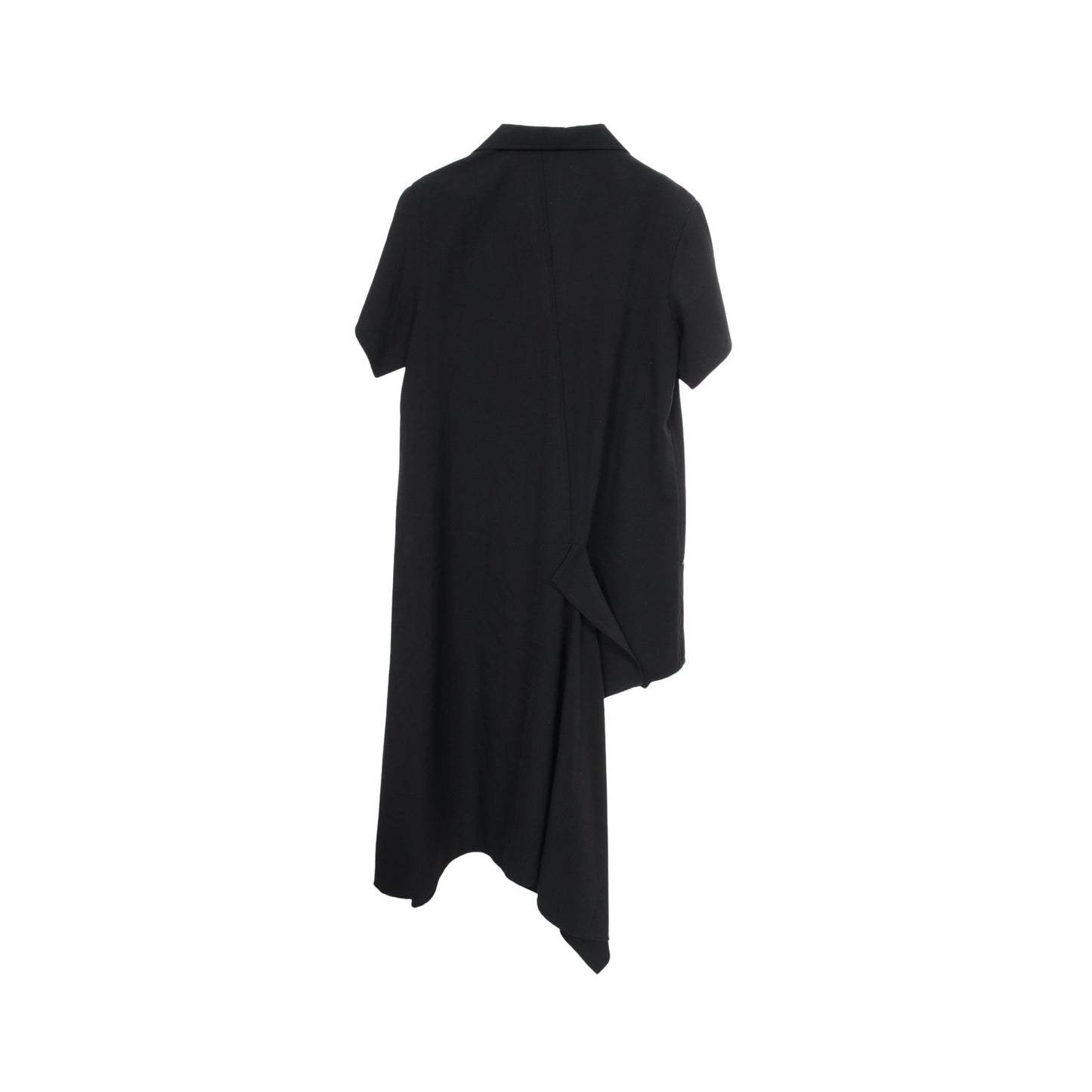 GABARDINE R DRAPED SHIRT DRESS 半袖 シャツワンピース ウール ブラック ヨウジヤマモト