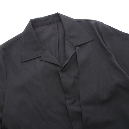 GABARDINE R DRAPED SHIRT DRESS 半袖 シャツワンピース ウール ブラック ヨウジヤマモト