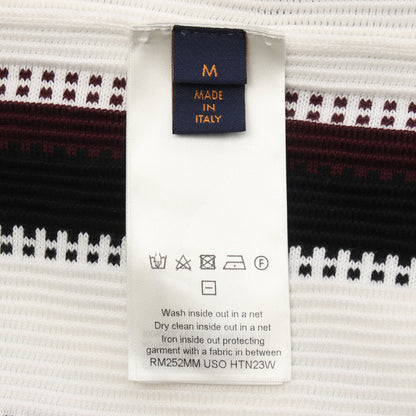 ロゴ刺繍 ストライプ 半袖 ニット セットアップ コットン ライトブルー マルチカラー ルイヴィトン