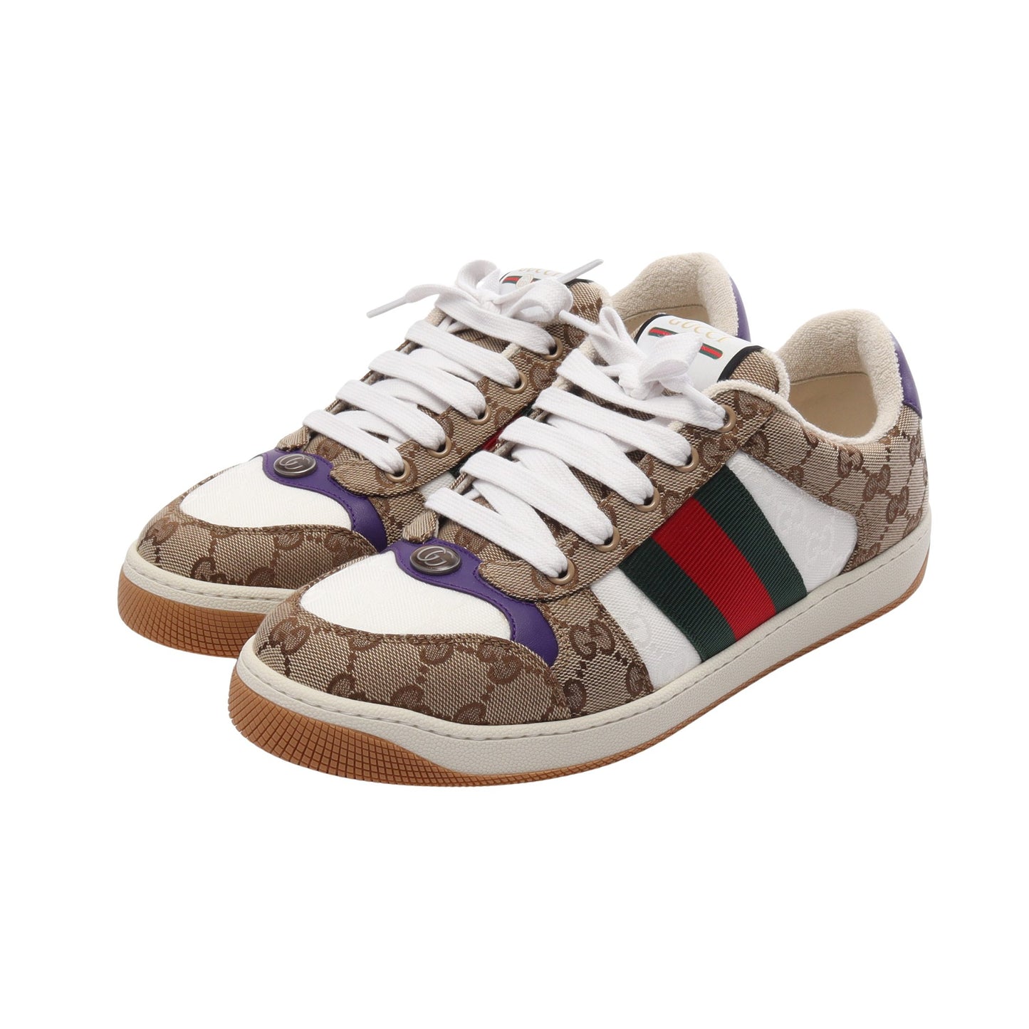 スクリーナー GGキャンバス シェリーライン スニーカー キャンバス ベージュ ブラウン マルチカラー グッチ シューズ GUCCI