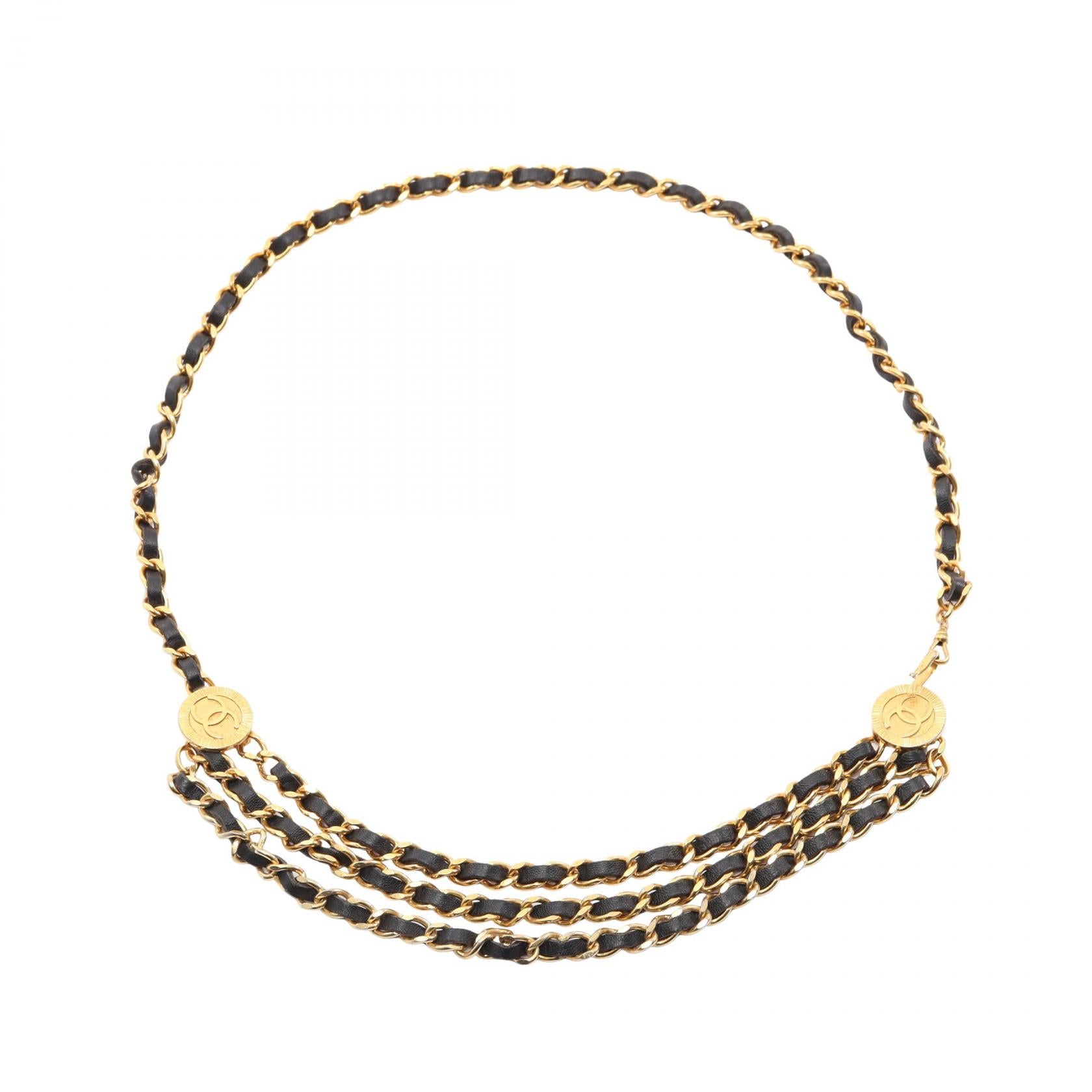 ココマーク チェーン ベルト GP レザー ブラック ゴールド ゴールド金具 シャネル 財布・小物 CHANEL