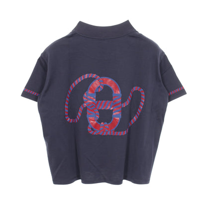カノエ モックネック Tシャツ 半袖Tシャツ コットン ネイビー レッド エルメス