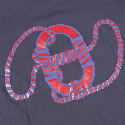 カノエ モックネック Tシャツ 半袖Tシャツ コットン ネイビー レッド エルメス