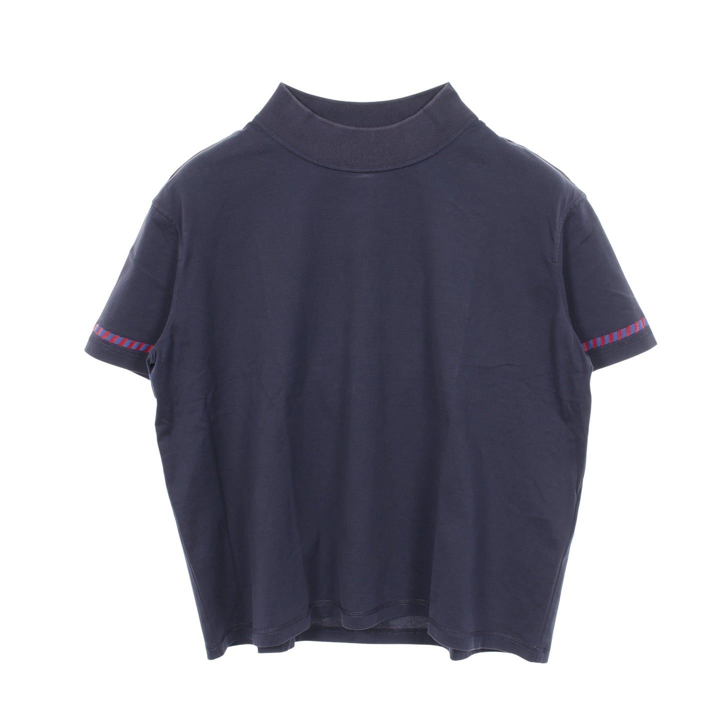 カノエ モックネック Tシャツ 半袖Tシャツ コットン ネイビー レッド エルメス