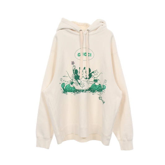 GUCCI × Disney プルオーバーパーカー コットン オフホワイト グリーン グッチ トップス GUCCI