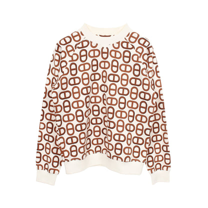 CHAINE D'ANCRE シェーヌダンクル スウェットシャツ コットン ホワイト ブラウン エルメス
