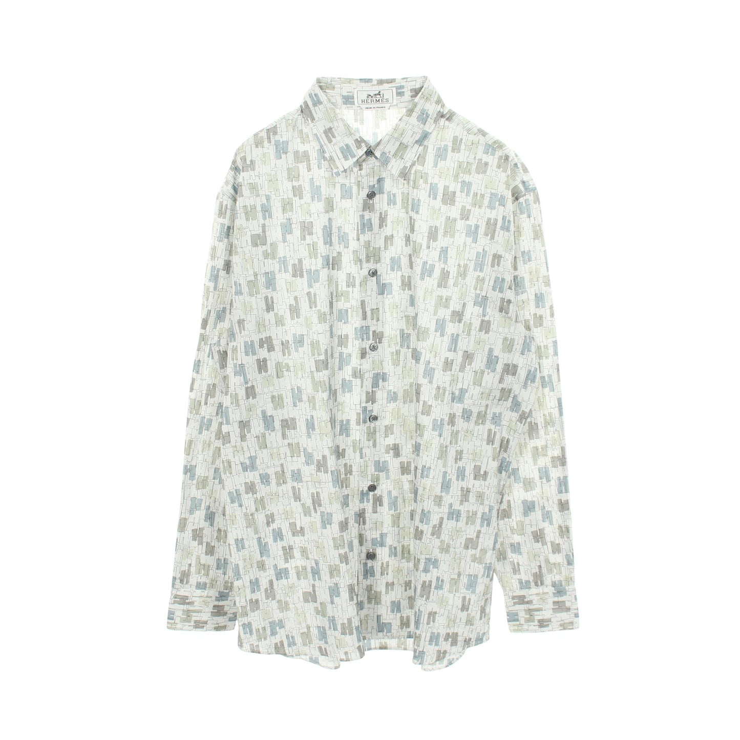 Coups de Goua'H 長袖 シャツ コットン ライトグレー マルチカラー エルメス