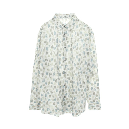 Coups de Goua'H 長袖 シャツ コットン ライトグレー マルチカラー エルメス