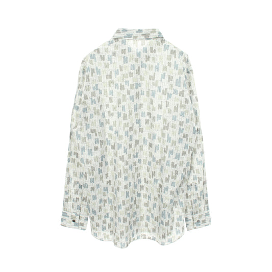 Coups de Goua'H 長袖 シャツ コットン ライトグレー マルチカラー エルメス トップス HERMES