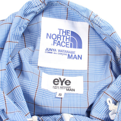 eYe COMME des GARCONS JUNYA WATANABE MAN × THE NORTH FACE チェック柄 アノラックパーカー ジャケット ナイロン ライトブルー ブラウン アイコムデギャルソンジュンヤワタナベマン