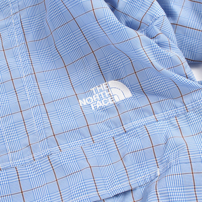 eYe COMME des GARCONS JUNYA WATANABE MAN × THE NORTH FACE チェック柄 アノラックパーカー ジャケット ナイロン ライトブルー ブラウン アイコムデギャルソンジュンヤワタナベマン