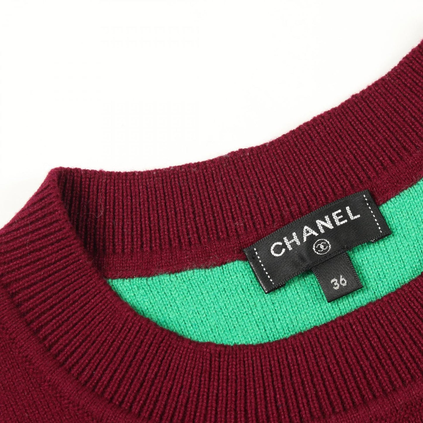 ココマーク クルーネック ニット カシミヤ ボルドー グリーン シャネル