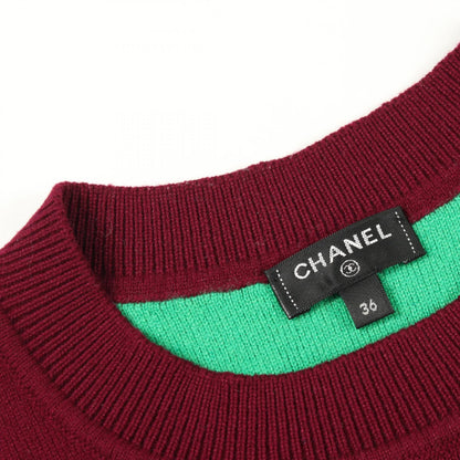 ココマーク クルーネック ニット カシミヤ ボルドー グリーン シャネル