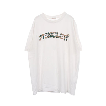 ロゴ刺繍 半袖Tシャツ コットン ホワイト モンクレール トップス MONCLER