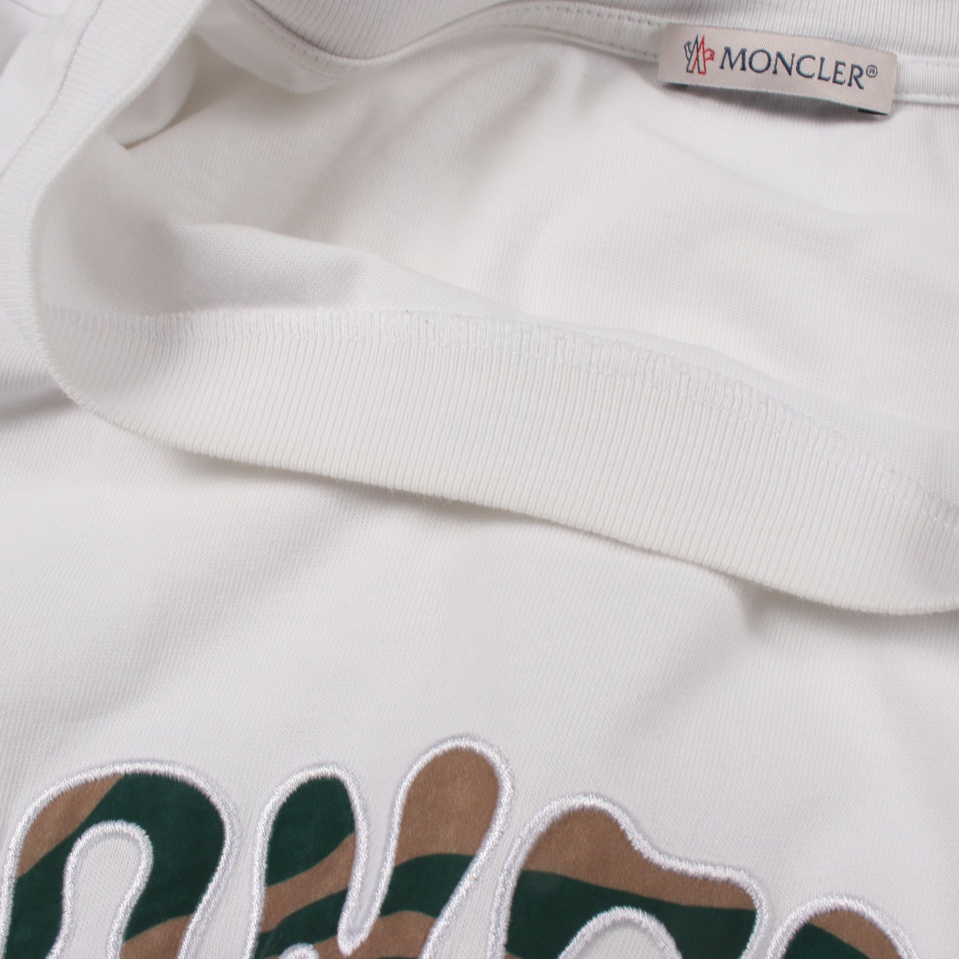 ロゴ刺繍 半袖Tシャツ コットン ホワイト モンクレール トップス MONCLER
