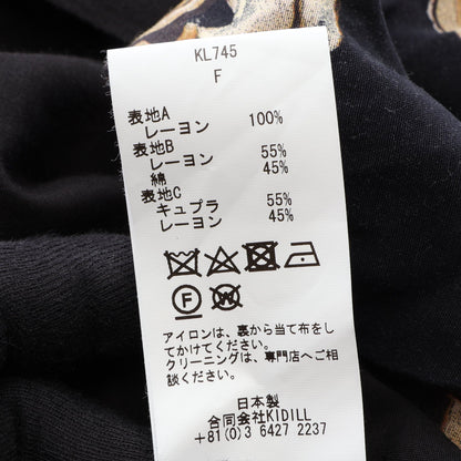 THREE PANEL SHIRT SKULL PRINT PATTERN オーバーサイズ 長袖 シャツ レーヨン コットン ブラック マルチカラー キディル