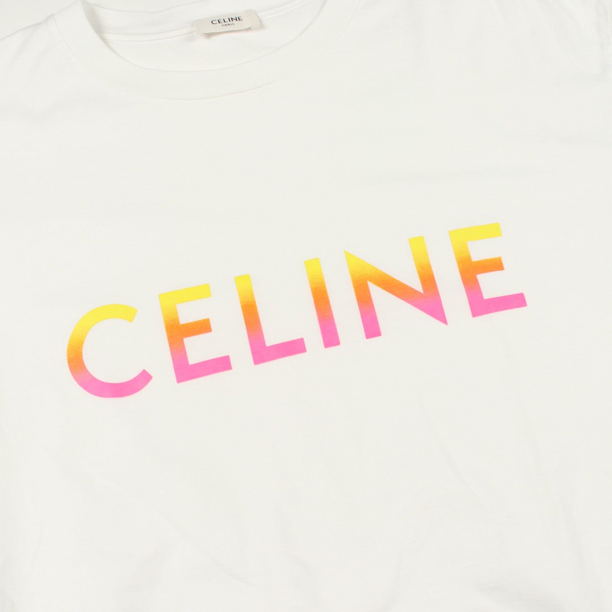 ロゴプリント クルーネック 半袖Tシャツ コットン ホワイト セリーヌ トップス CELINE