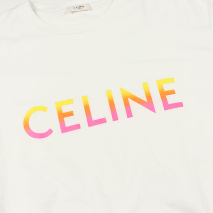 ロゴプリント クルーネック 半袖Tシャツ コットン ホワイト セリーヌ トップス CELINE