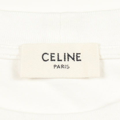 ロゴプリント クルーネック 半袖Tシャツ コットン ホワイト セリーヌ トップス CELINE