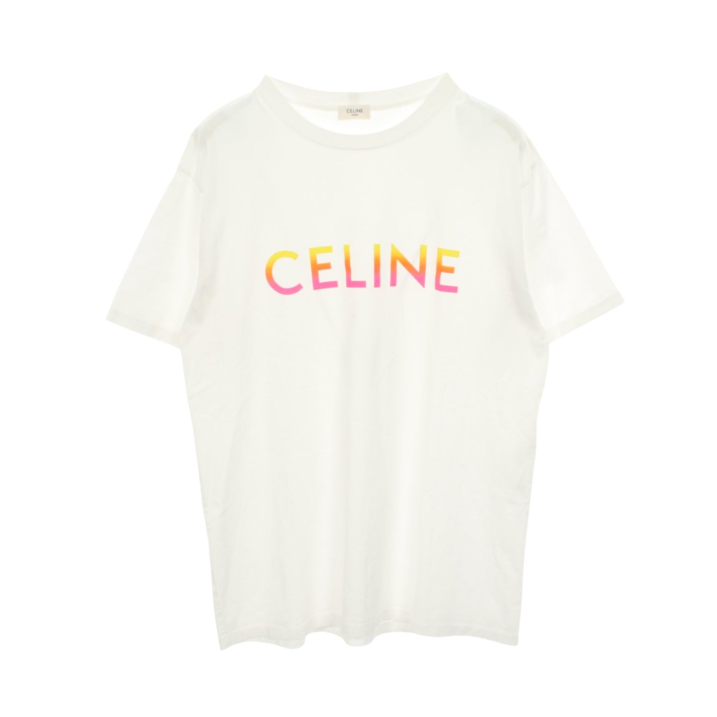 ロゴプリント クルーネック 半袖Tシャツ コットン ホワイト セリーヌ トップス CELINE