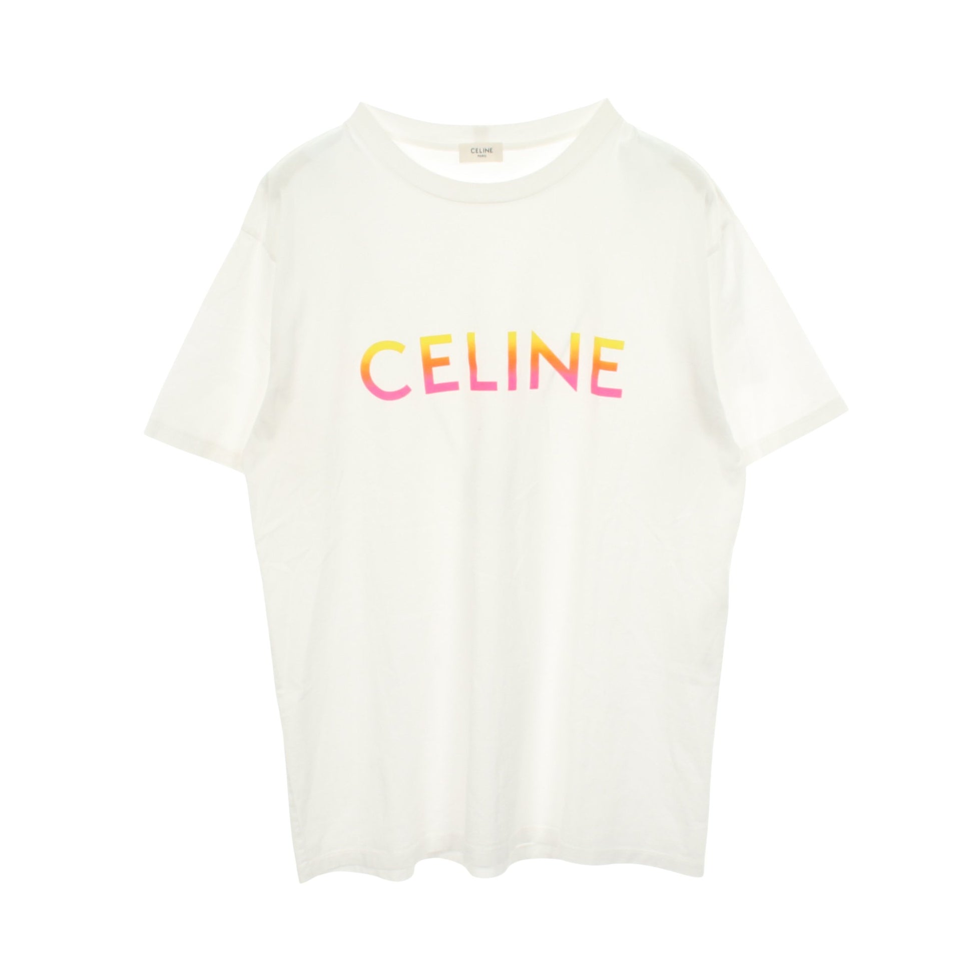ロゴプリント クルーネック 半袖Tシャツ コットン ホワイト セリーヌ トップス CELINE