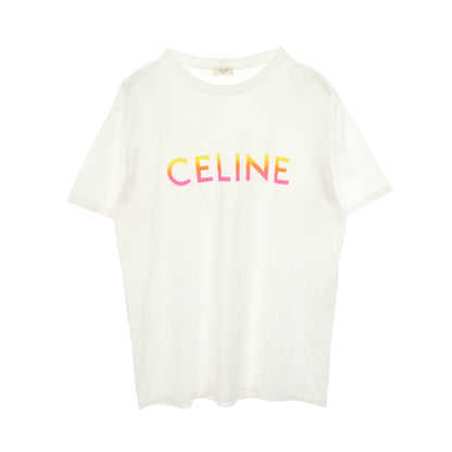 ロゴプリント クルーネック 半袖Tシャツ コットン ホワイト セリーヌ トップス CELINE