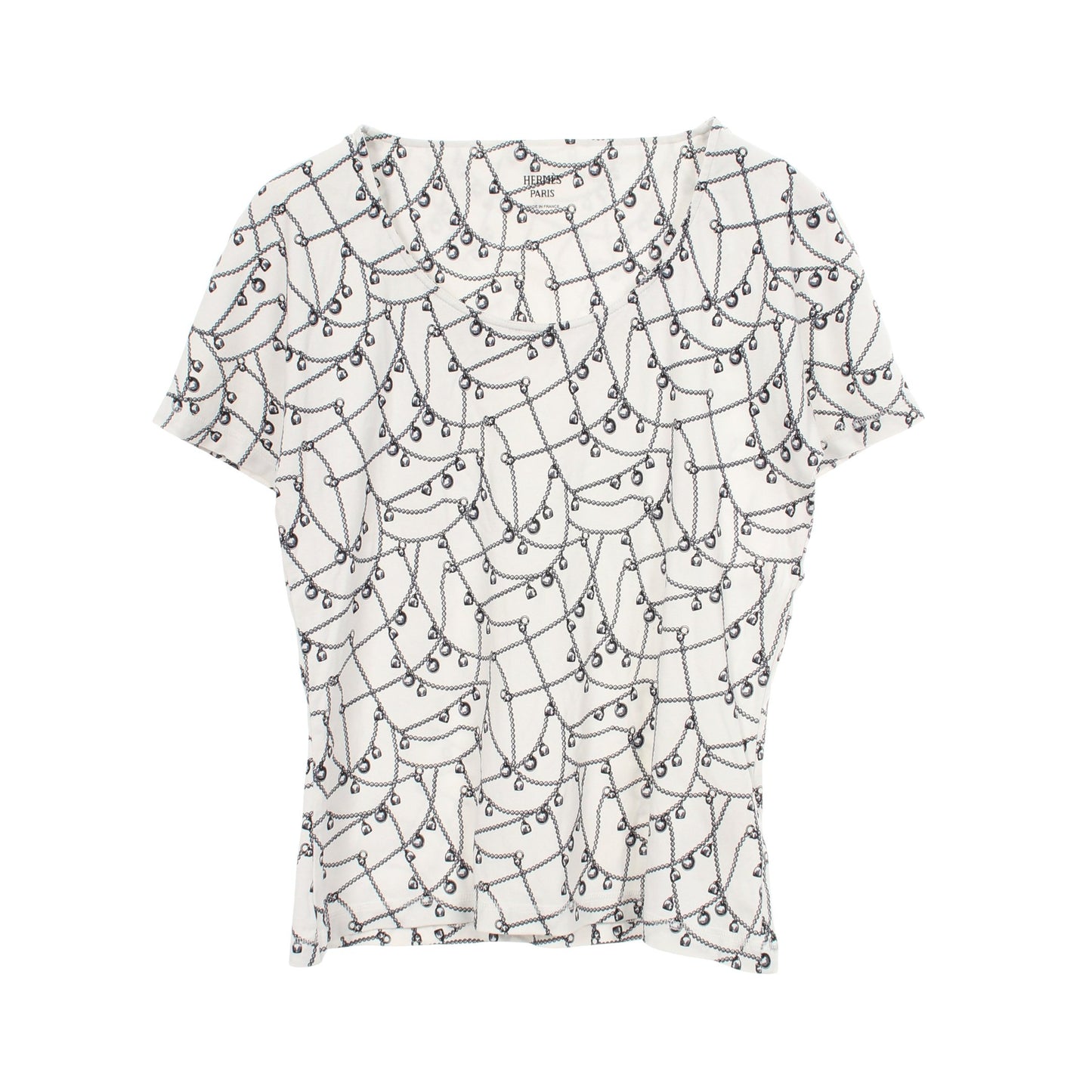 総柄 半袖Tシャツ コットン ホワイト エルメス トップス HERMES