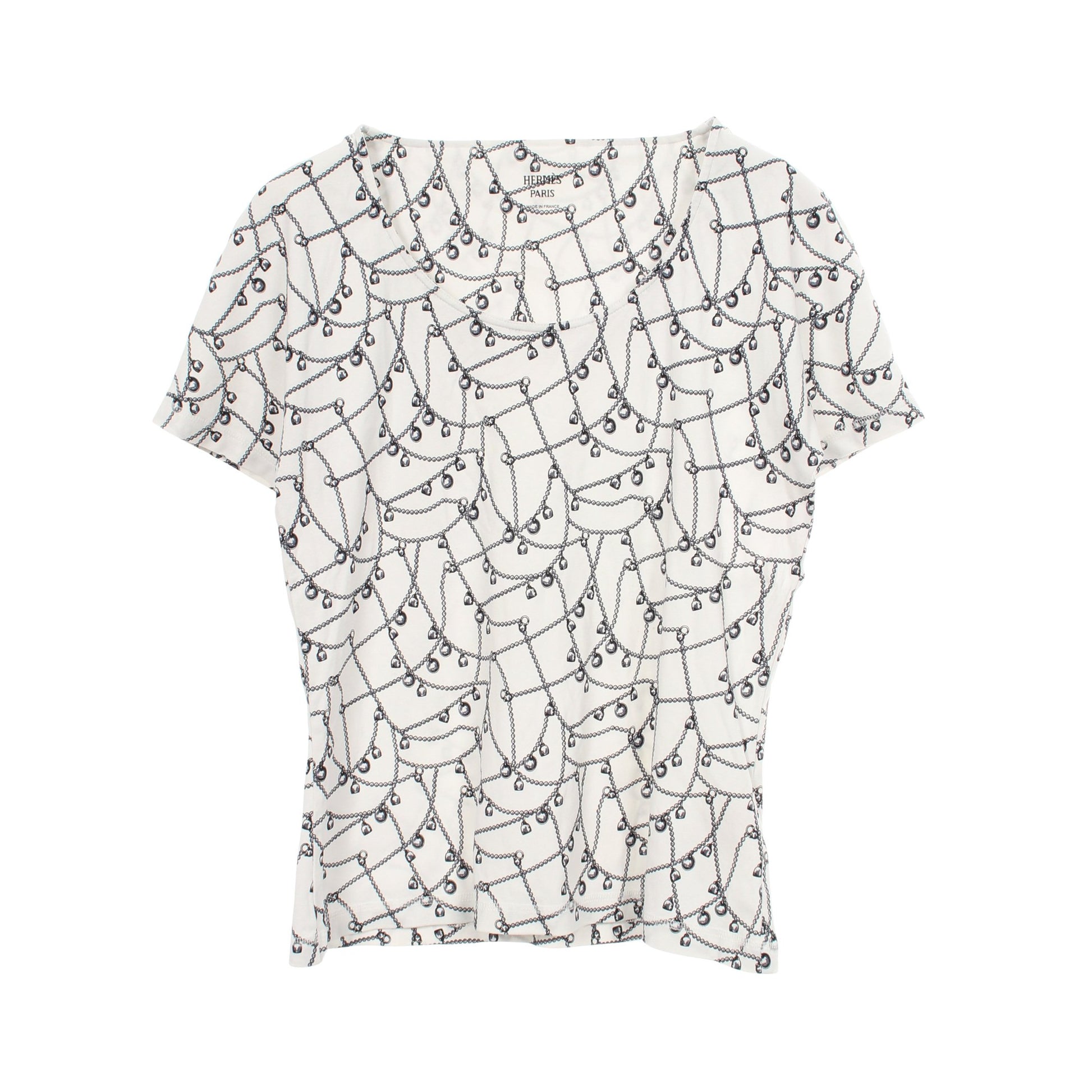 総柄 半袖Tシャツ コットン ホワイト エルメス トップス HERMES