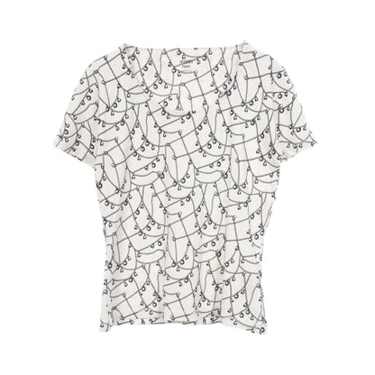 総柄 半袖Tシャツ コットン ホワイト エルメス トップス HERMES