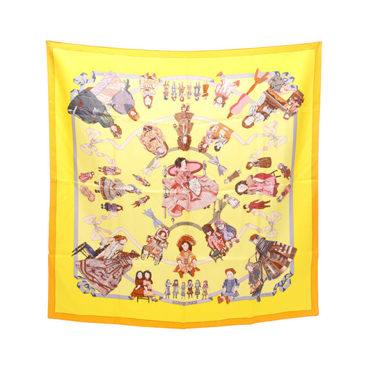 カレ90 HELLO DOLLY スカーフ シルク イエロー マルチカラー エルメス 財布・小物 HERMES