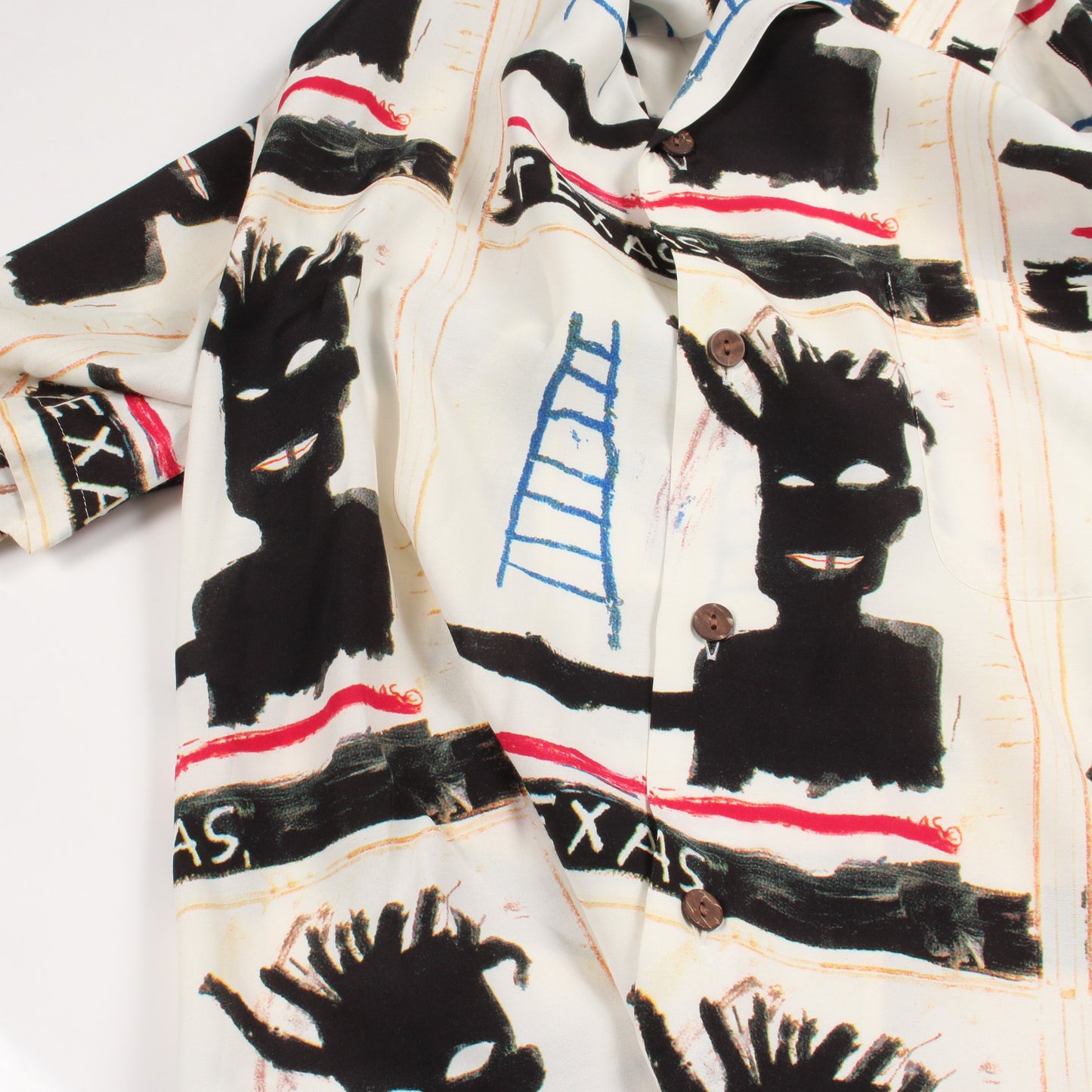 WACKO MARIA × JEAN-MICHEL BASQUIAT 総柄 半袖 シャツ レーヨン ホワイト ブラック マルチカラー ワコマリア