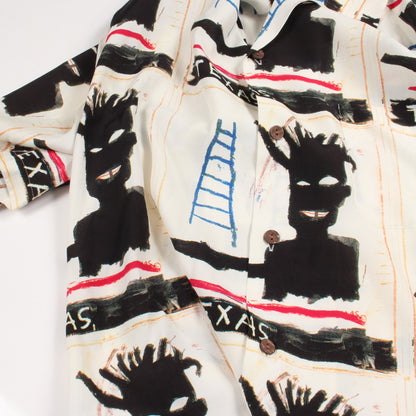 WACKO MARIA × JEAN-MICHEL BASQUIAT 総柄 半袖 シャツ レーヨン ホワイト ブラック マルチカラー ワコマリア