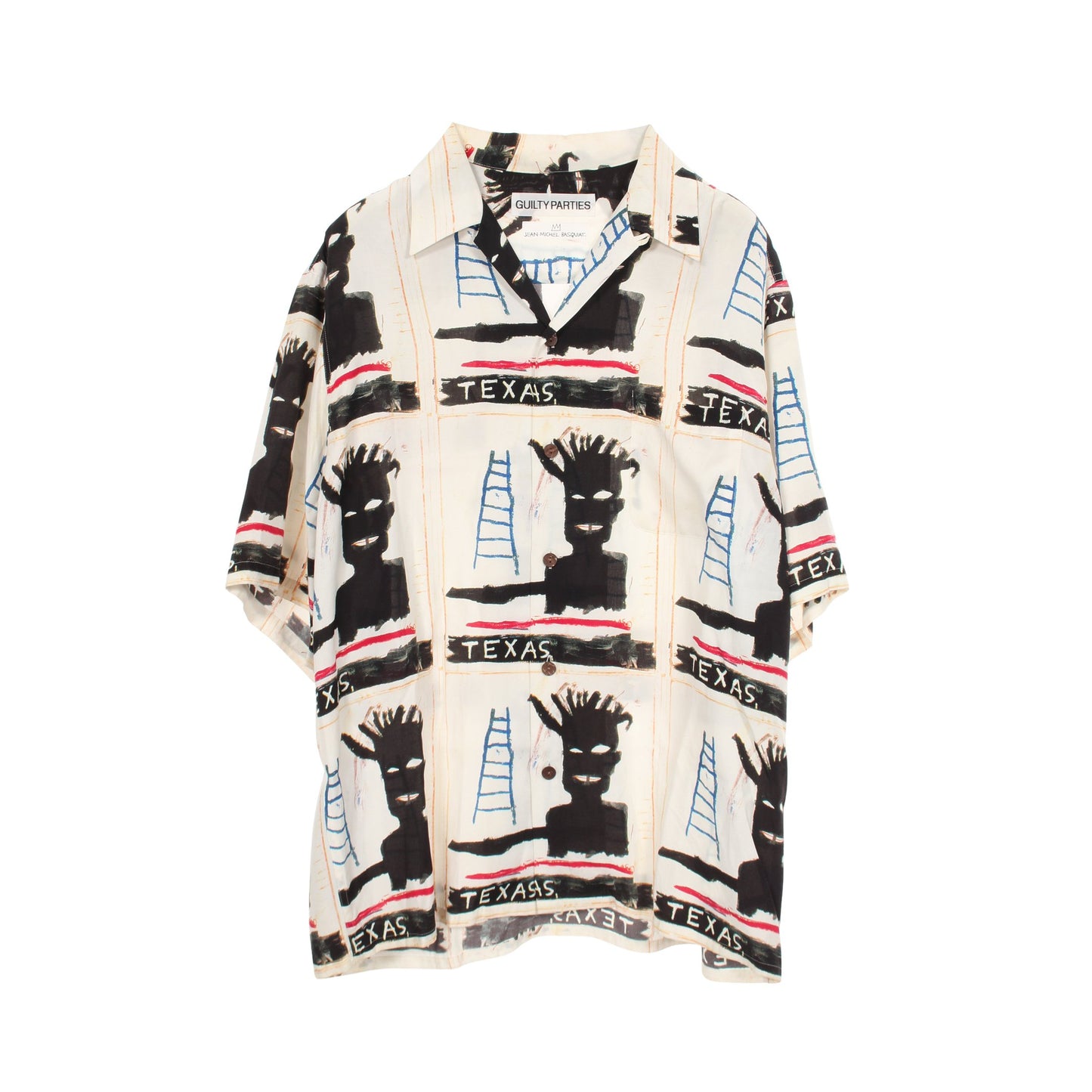 WACKO MARIA × JEAN-MICHEL BASQUIAT 総柄 半袖 シャツ レーヨン ホワイト ブラック マルチカラー ワコマリア